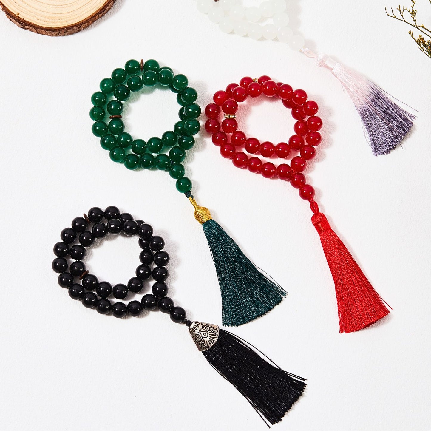 Simple Solid Color Glass-Tasbih Islamic Prayer Beads