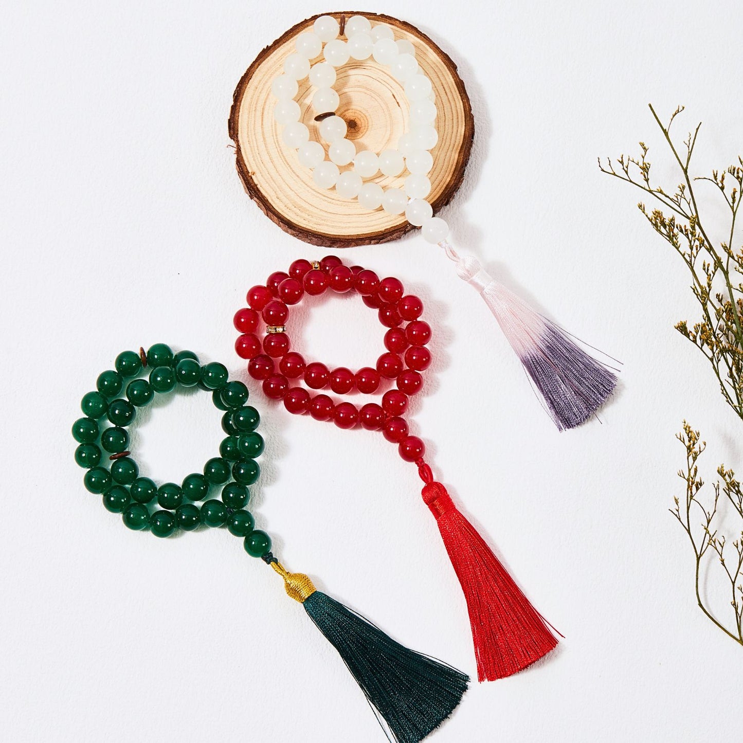 Simple Solid Color Glass-Tasbih Islamic Prayer Beads