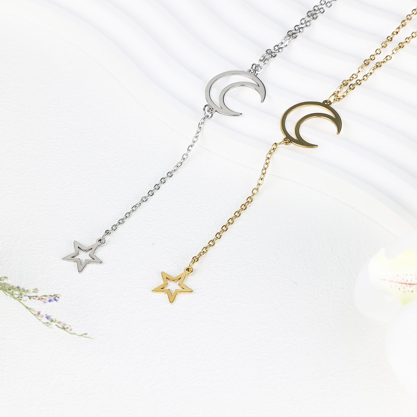 Star & Moon Long Necklace