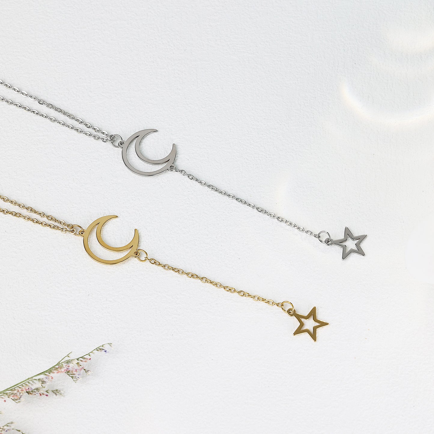Star & Moon Long Necklace