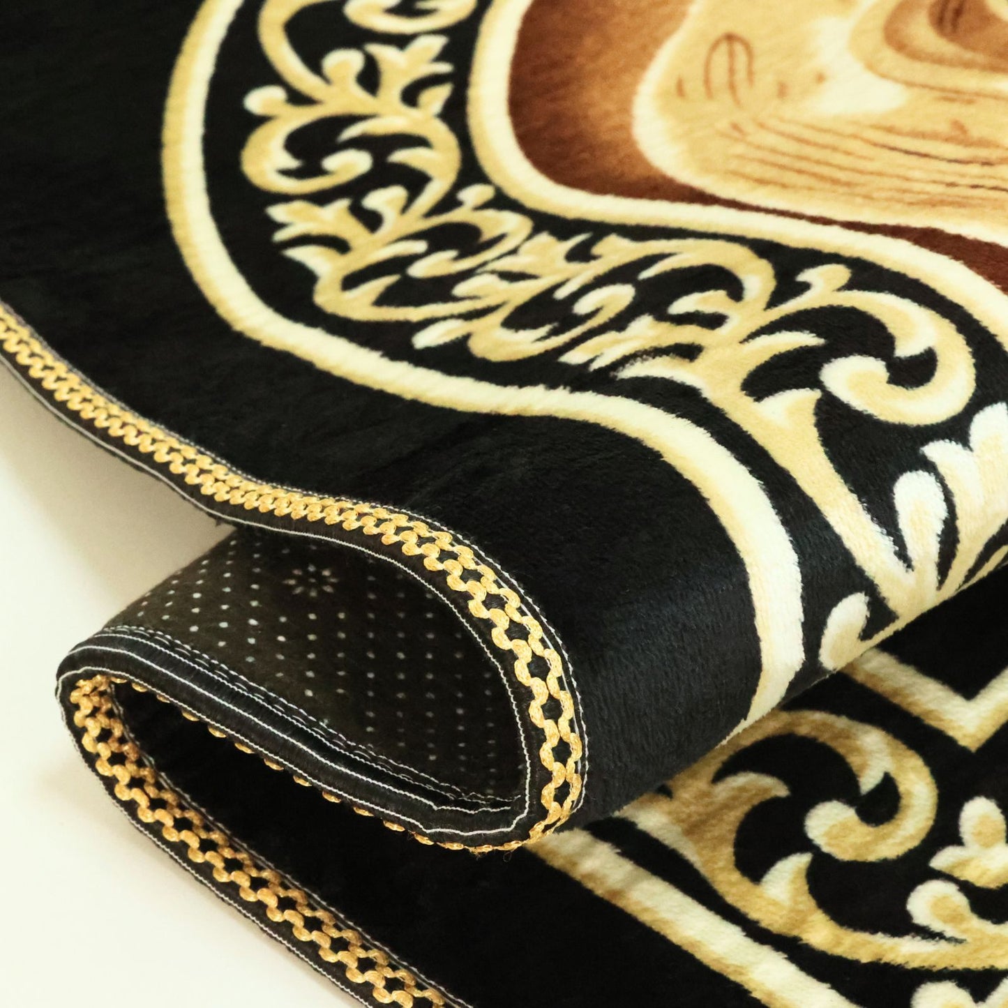Thick Black Stone Pattern Muslim Prayer Rug