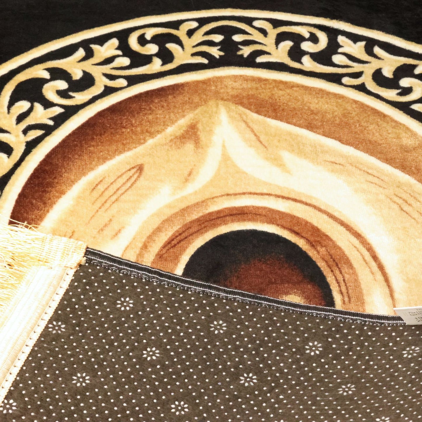 Thick Black Stone Pattern Muslim Prayer Rug