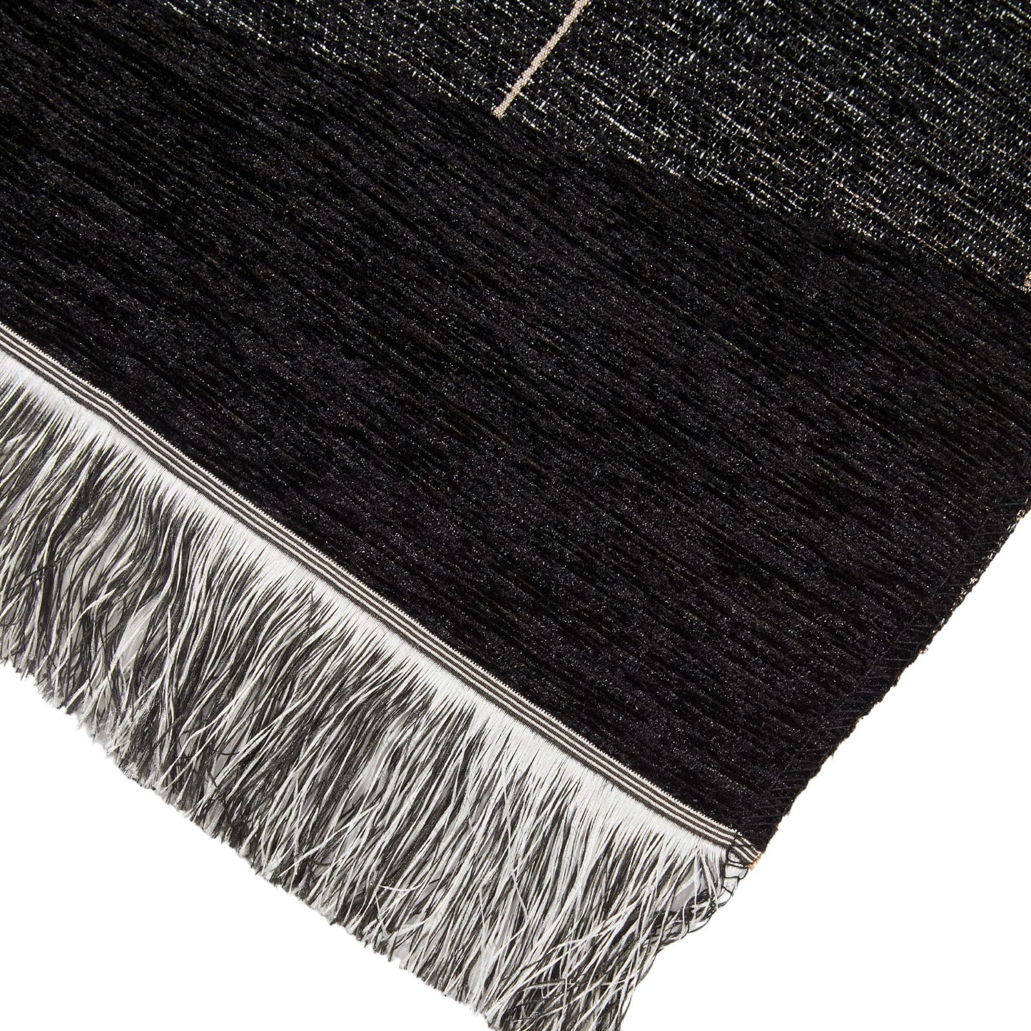 Thin Black Prayer Rug With Vines Pattern