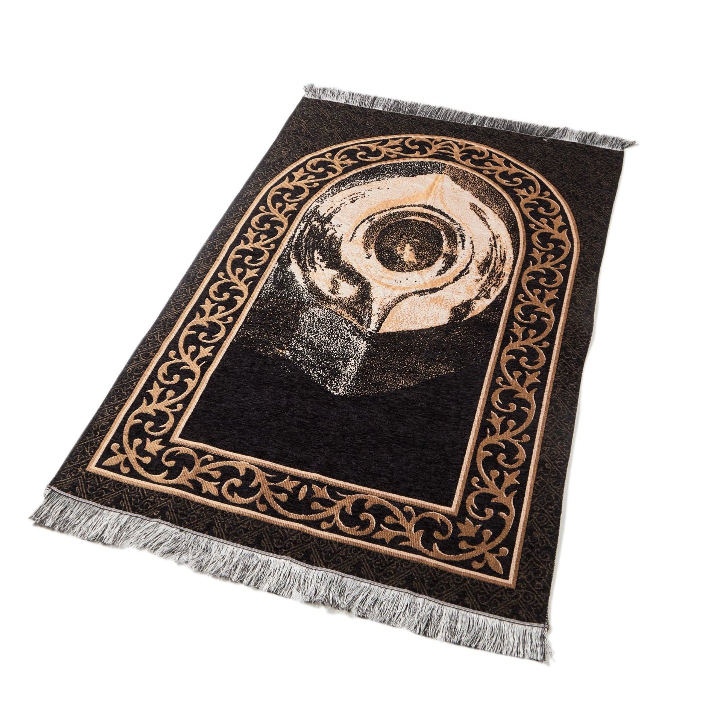 Thin Black Stone Pattern Muslim Prayer Rug
