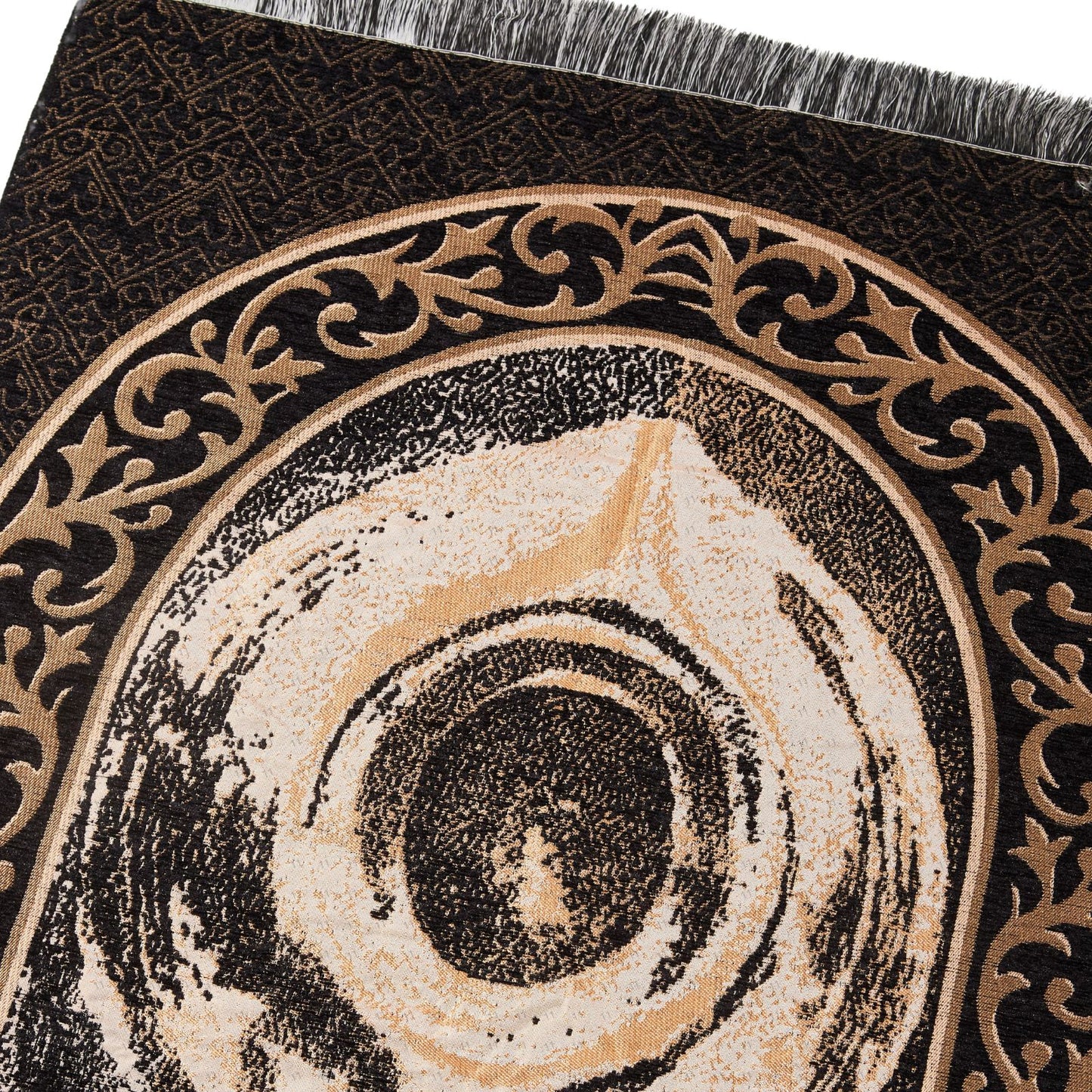 Thin Black Stone Pattern Muslim Prayer Rug