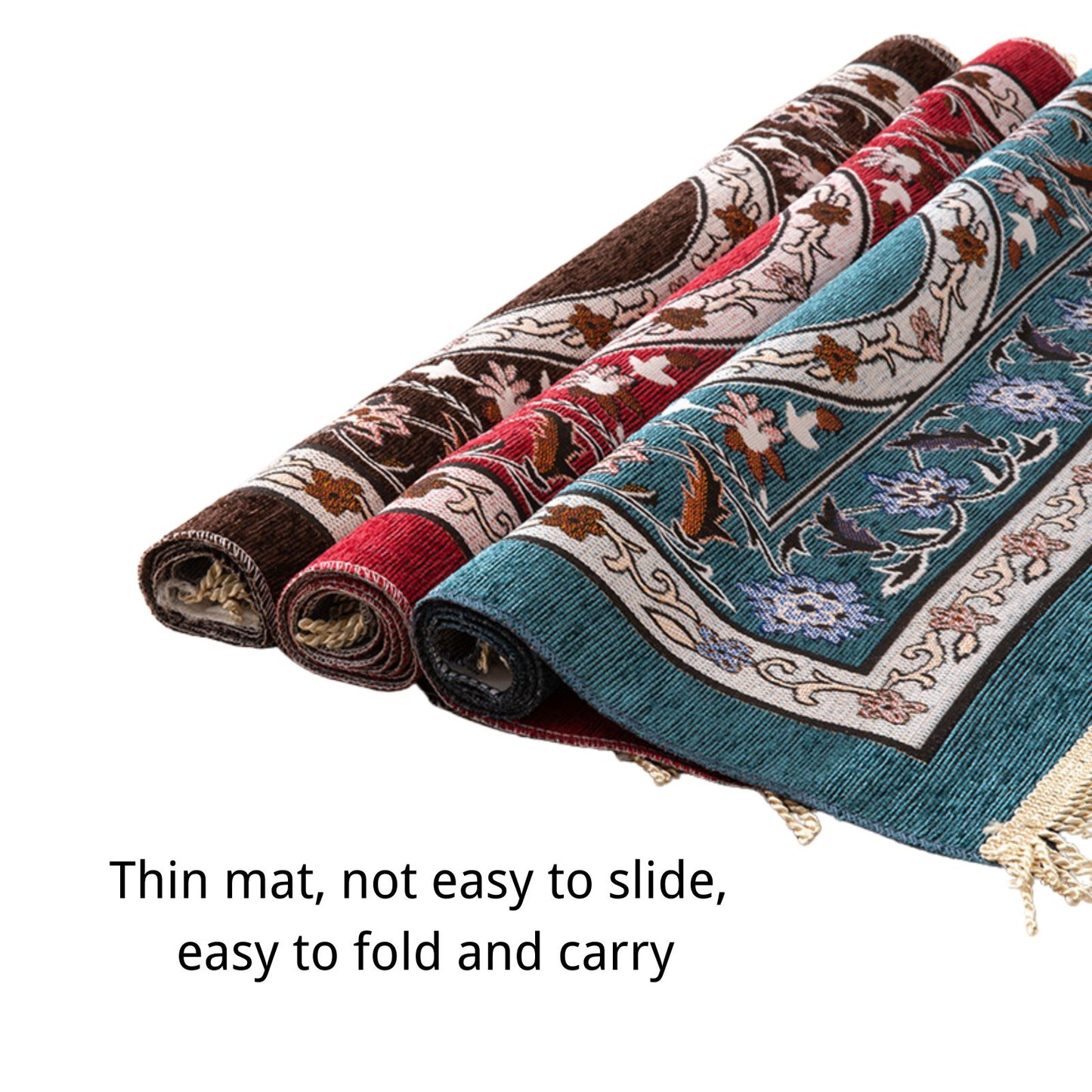 Thin Chic Kaaba Flower Pattern Muslim Prayer Rug