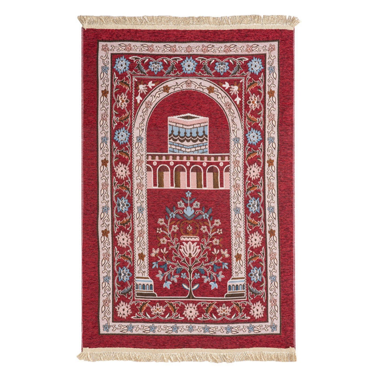 Thin Chic Kaaba Flower Pattern Muslim Prayer Rug