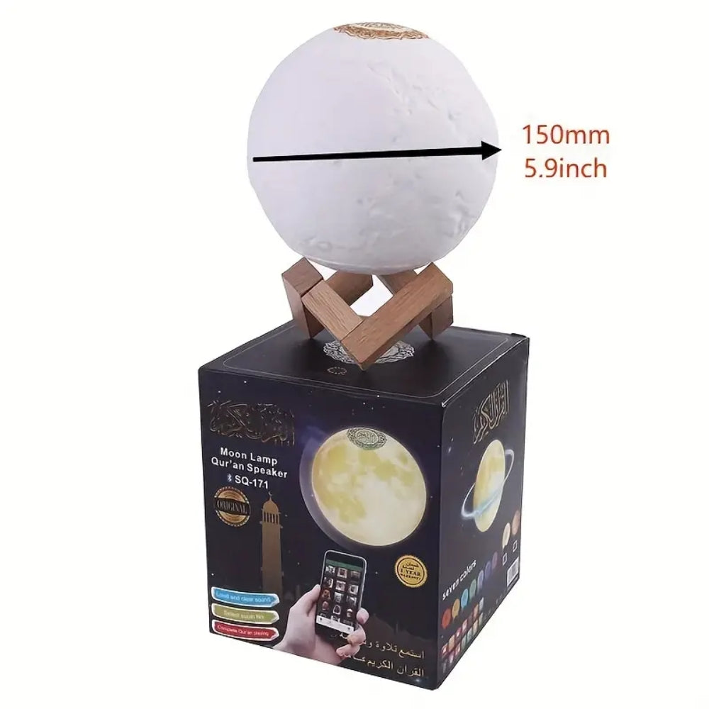 White Moon Quran Speaker Lamp In 14 Languages