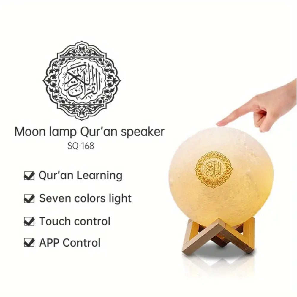 White Moon Quran Speaker Lamp In 14 Languages