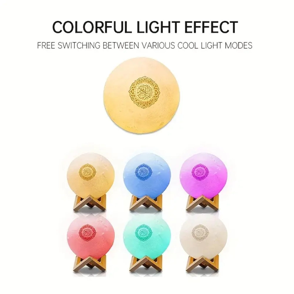 White Moon Quran Speaker Lamp In 14 Languages