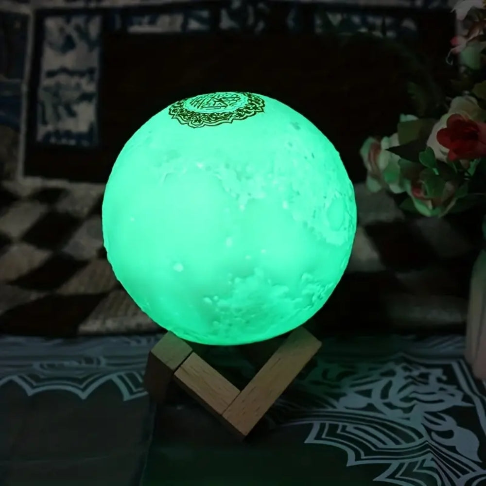White Moon Quran Speaker Lamp In 14 Languages