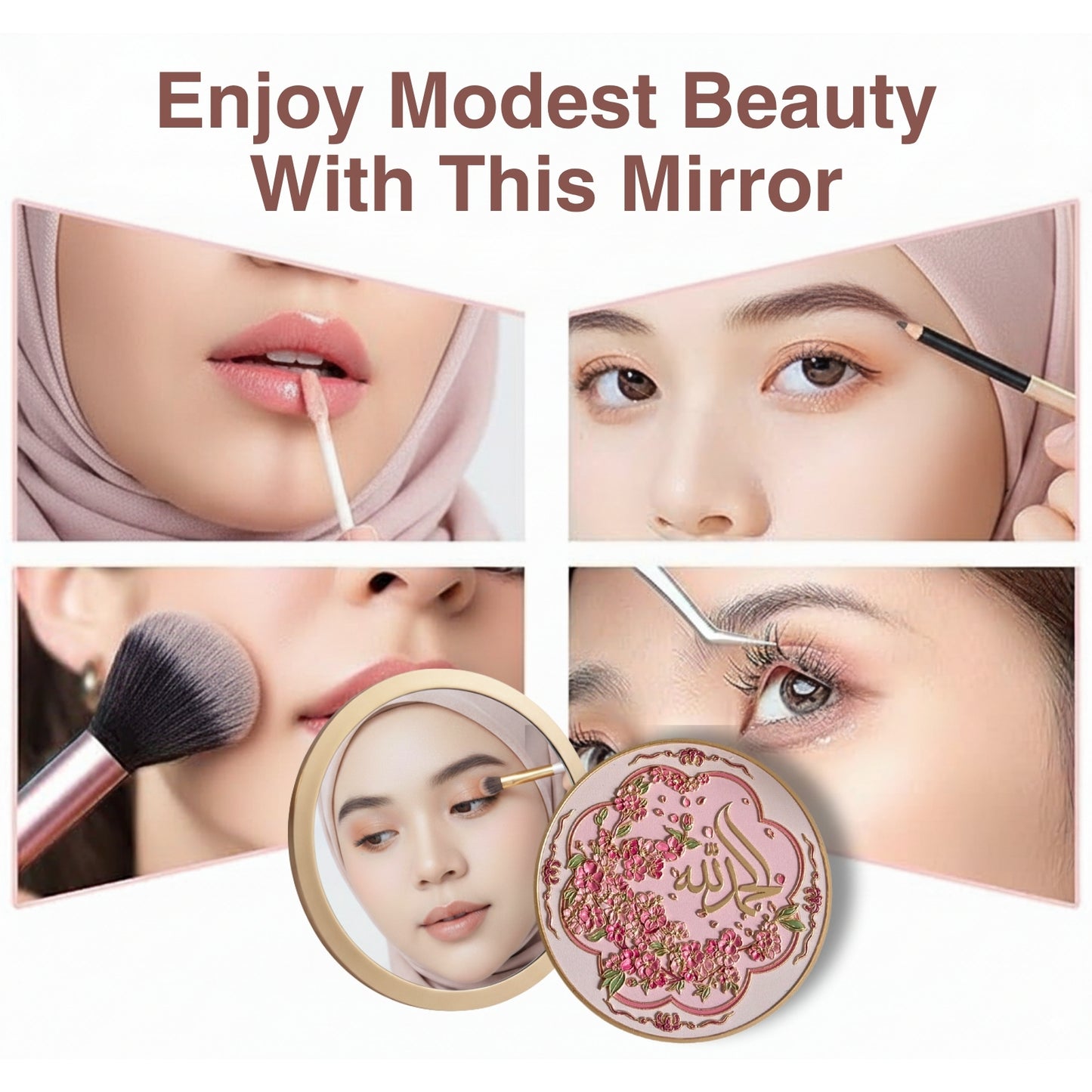 Compact Pocket Mirror – Elegant Islamic Makeup Mirror Gift for Her by MyDina